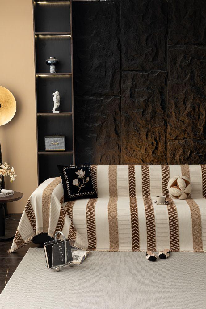 Sofa Throw - Klint - Chestnut Brown - The Sofa Cover Crafter 
