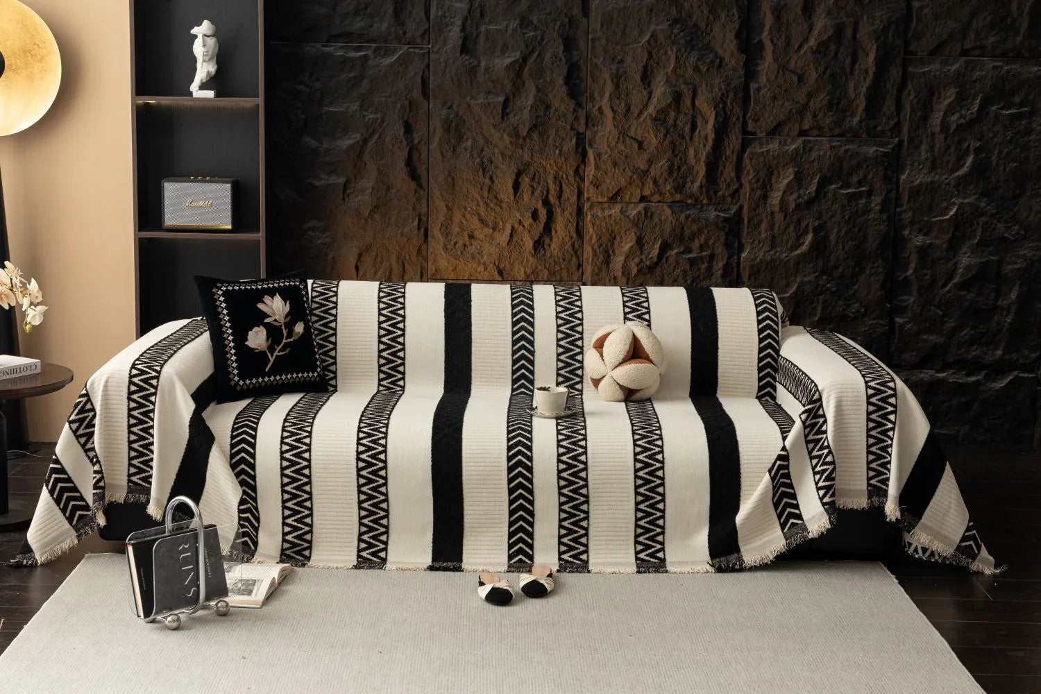 Sofa Throw - Klint - Jet Black - The Sofa Cover Crafter 