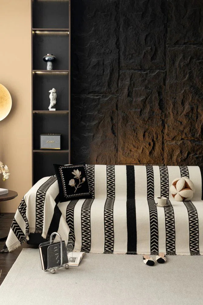 Sofa Throw - Klint - Jet Black - The Sofa Cover Crafter 