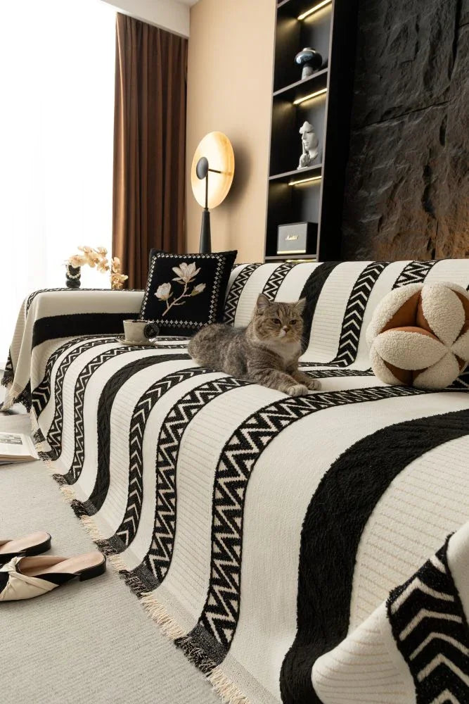 Sofa Throw - Klint - Jet Black - The Sofa Cover Crafter 