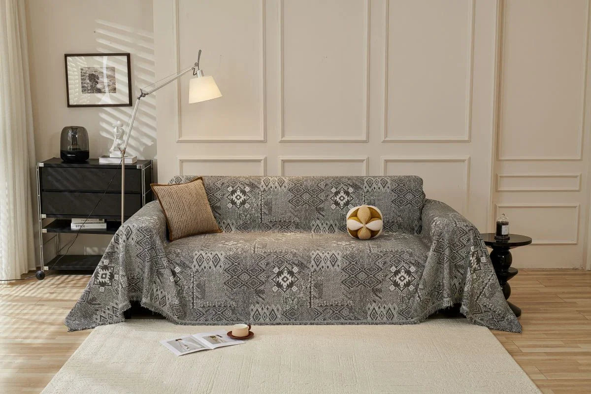 Sofa Throw - Melareve - Charcoal Grey - The Sofa Cover Crafter 