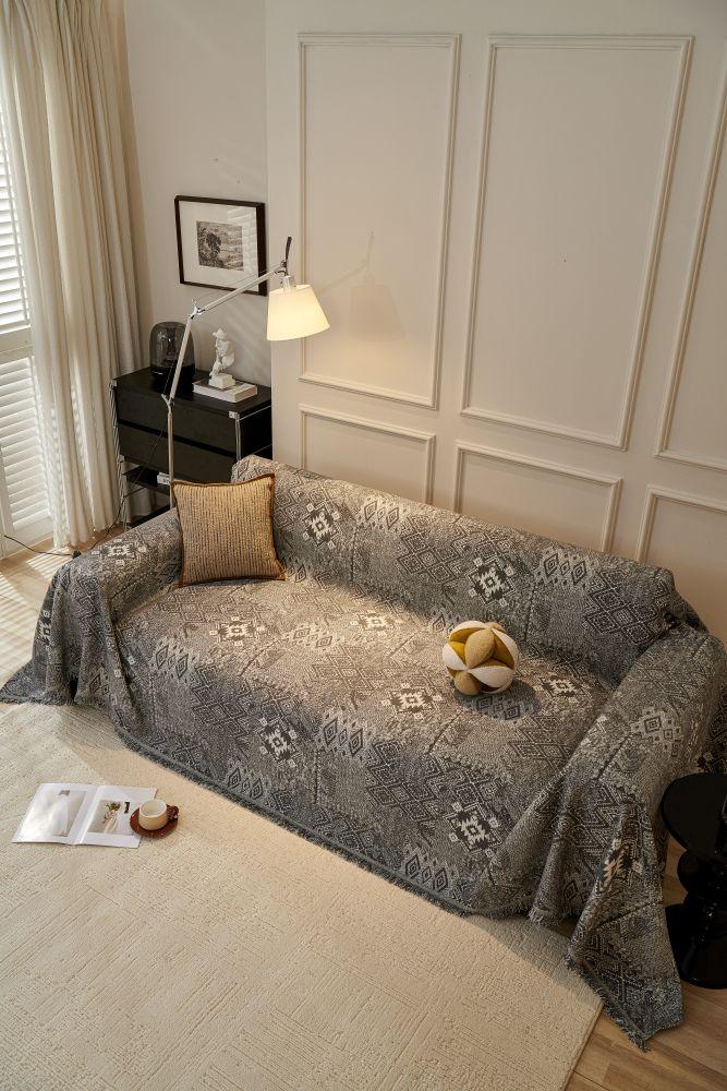 Sofa Throw - Melareve - Charcoal Grey - The Sofa Cover Crafter 