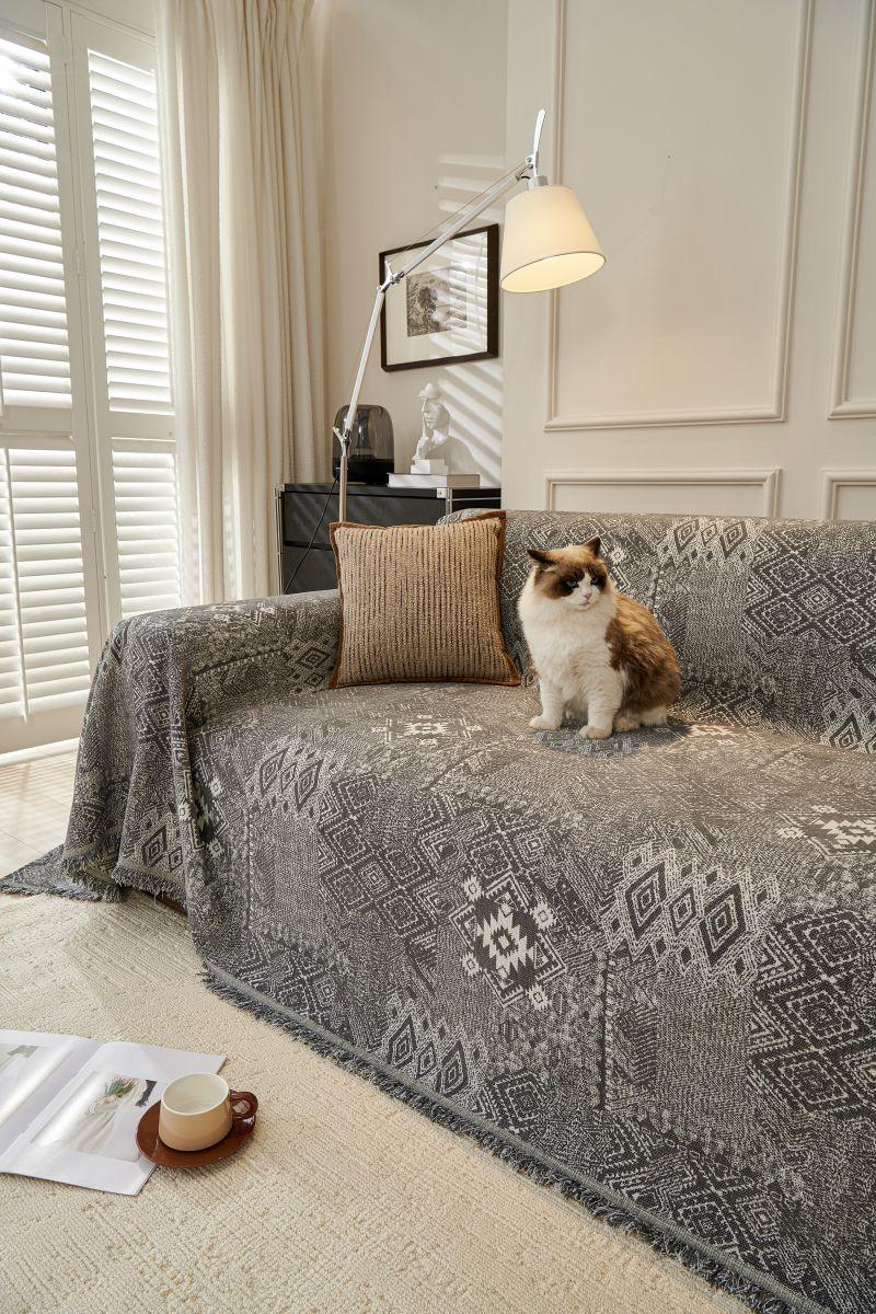 Sofa Throw - Melareve - Charcoal Grey - The Sofa Cover Crafter 