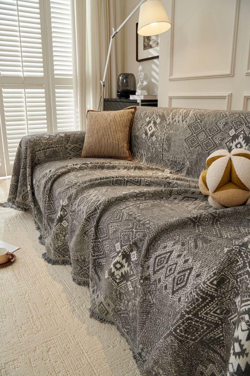 Sofa Throw - Melareve - Charcoal Grey - The Sofa Cover Crafter 