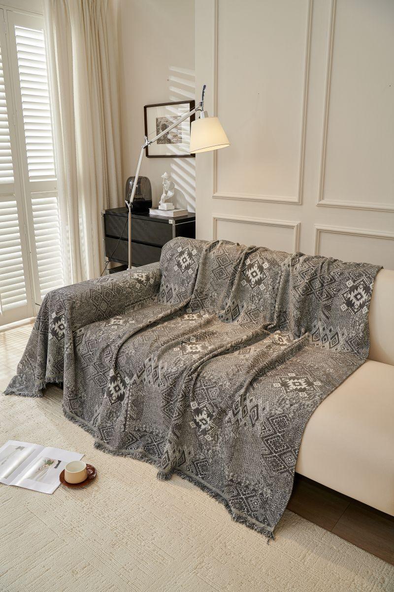 Sofa Throw - Melareve - Charcoal Grey - The Sofa Cover Crafter 