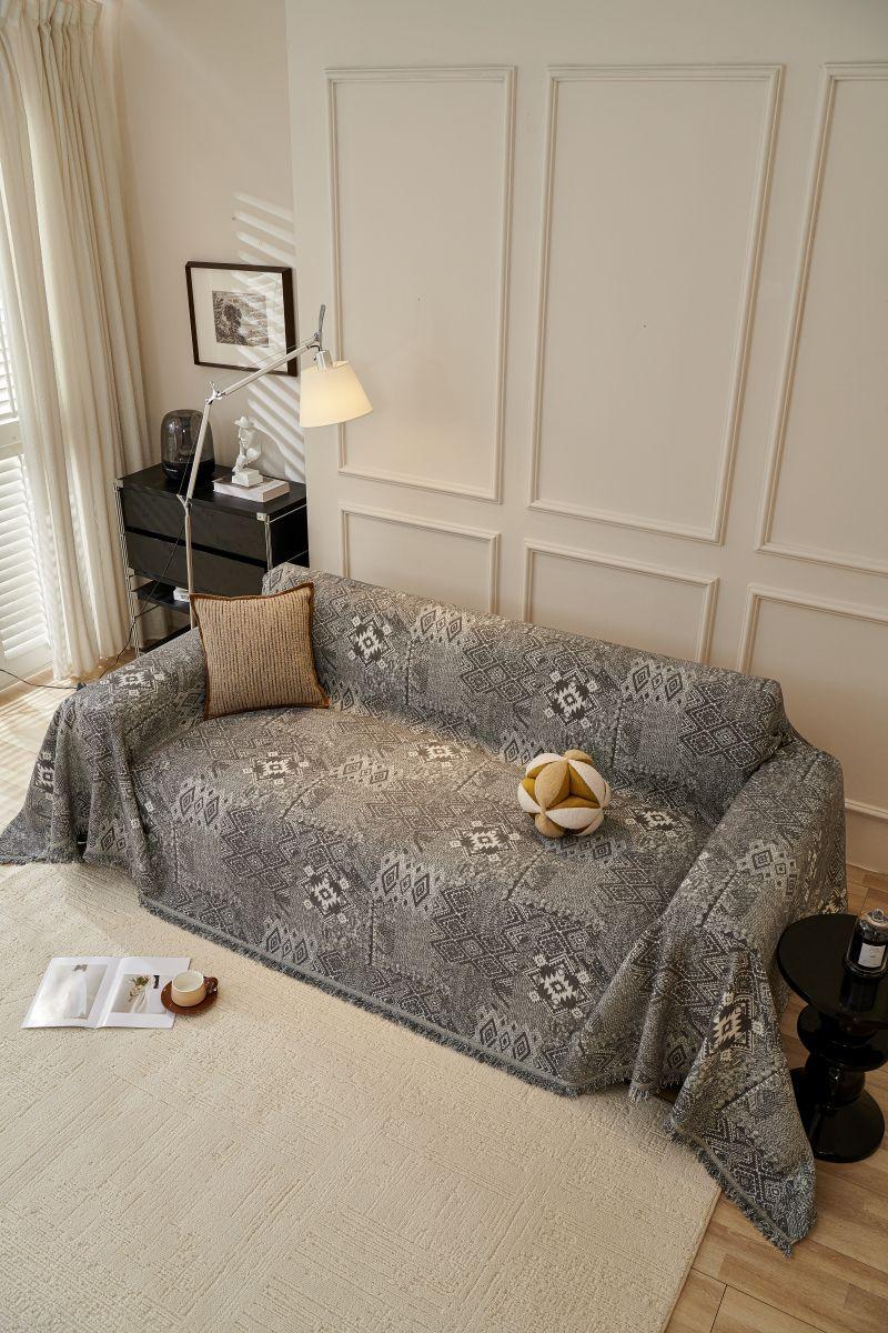 Sofa Throw - Melareve - Charcoal Grey - The Sofa Cover Crafter 