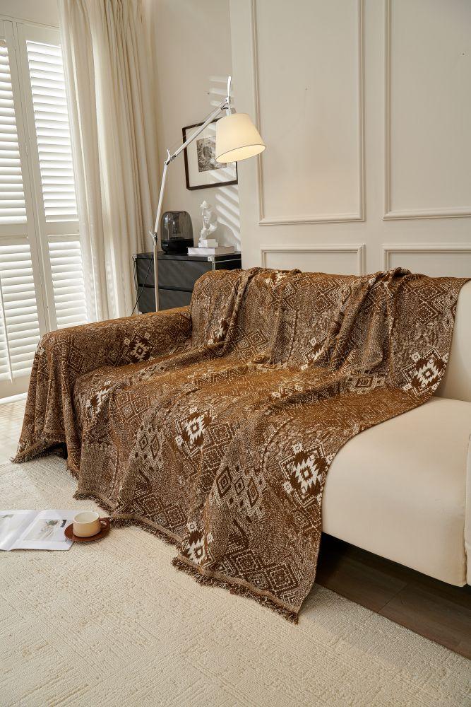 Sofa Throw - Melareve - Cocoa Brown - The Sofa Cover Crafter 