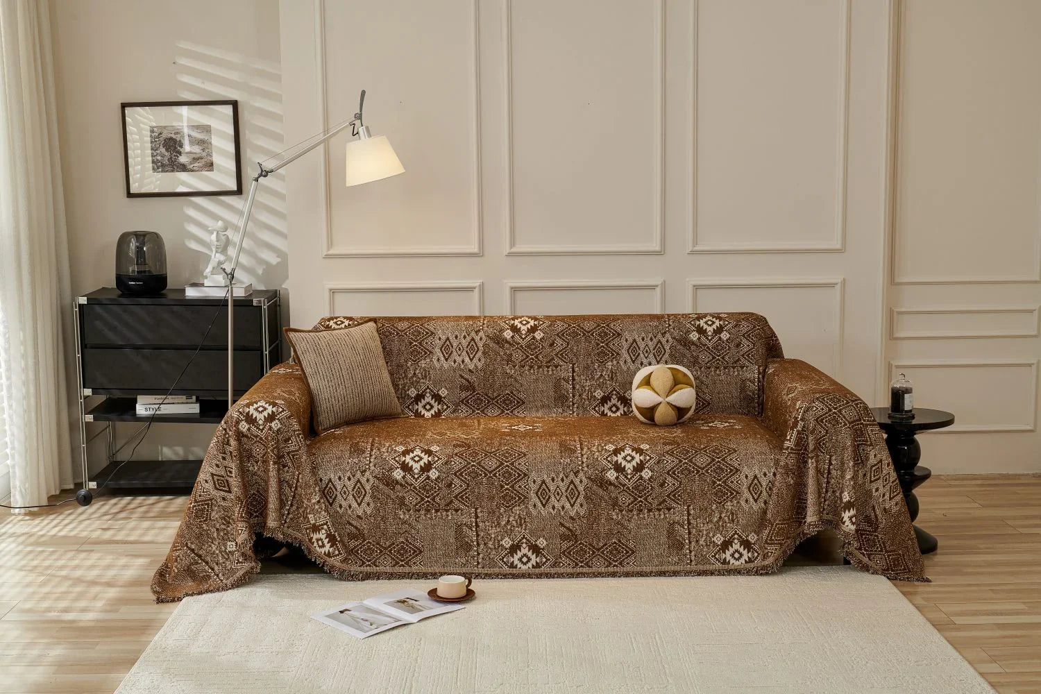 Sofa Throw - Melareve - Cocoa Brown - The Sofa Cover Crafter 