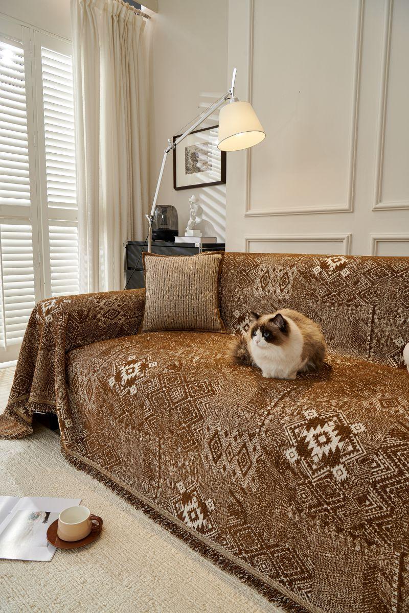 Sofa Throw - Melareve - Cocoa Brown - The Sofa Cover Crafter 