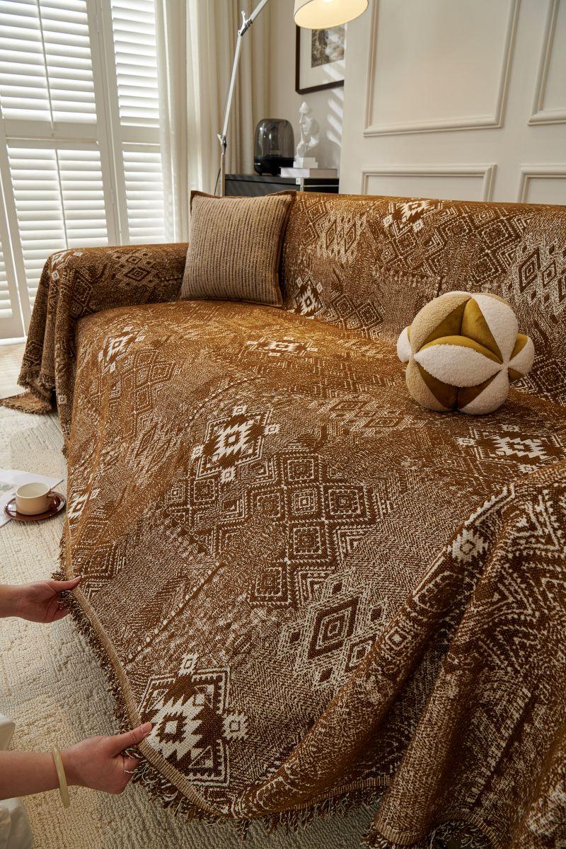 Sofa Throw - Melareve - Cocoa Brown - The Sofa Cover Crafter 