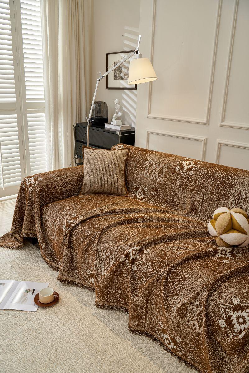 Sofa Throw - Melareve - Cocoa Brown - The Sofa Cover Crafter 