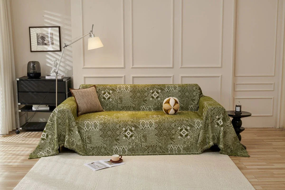 Sofa Throw - Melareve - Forest Green - The Sofa Cover Crafter 