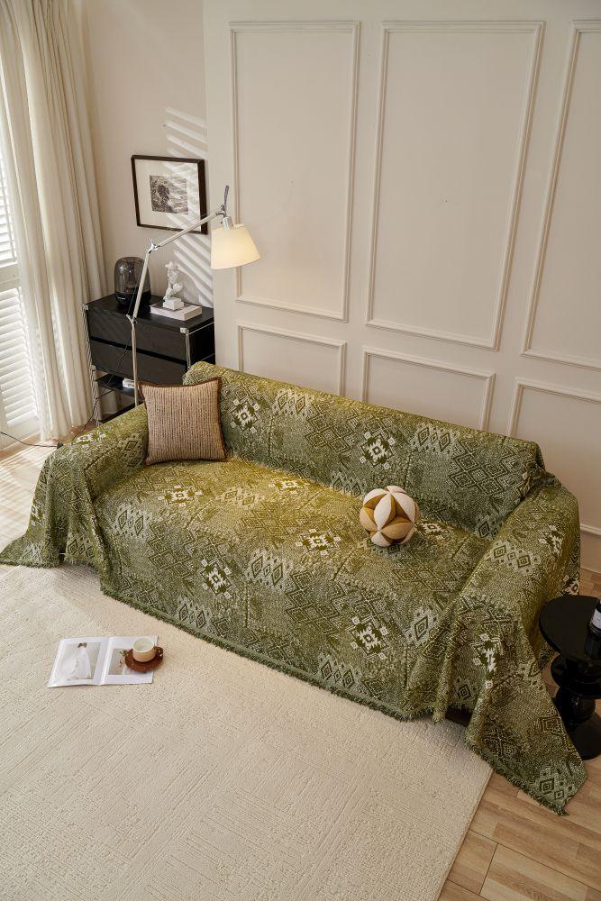 Sofa Throw - Melareve - Forest Green - The Sofa Cover Crafter 