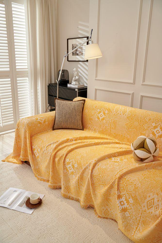 Sofa Throw - Melareve - Golden Yellow - The Sofa Cover Crafter 