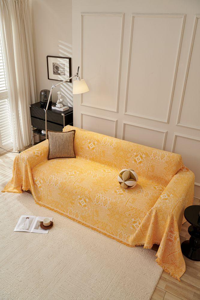Sofa Throw - Melareve - Golden Yellow - The Sofa Cover Crafter 