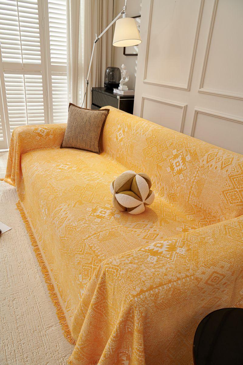 Sofa Throw - Melareve - Golden Yellow - The Sofa Cover Crafter 
