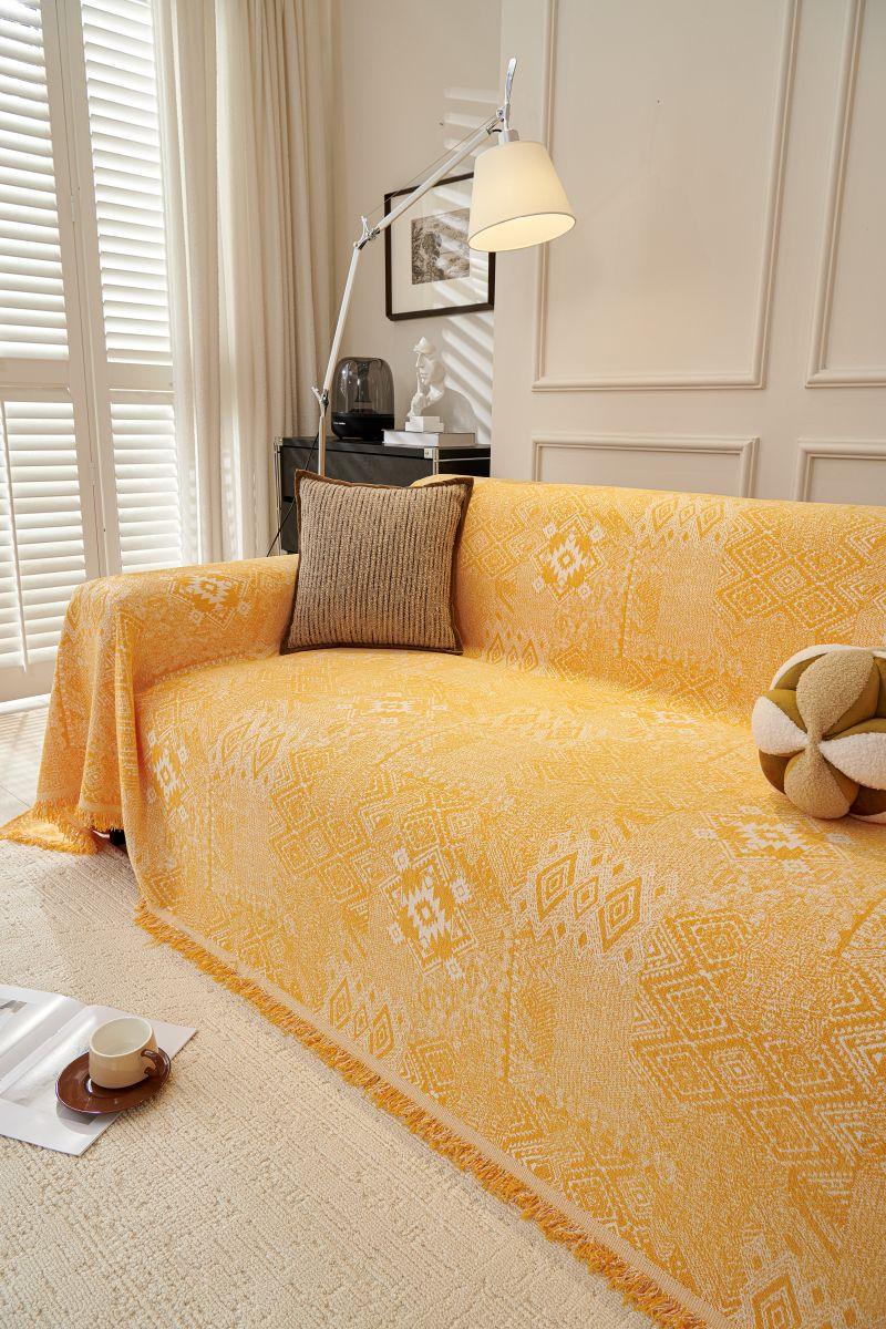 Sofa Throw - Melareve - Golden Yellow - The Sofa Cover Crafter 