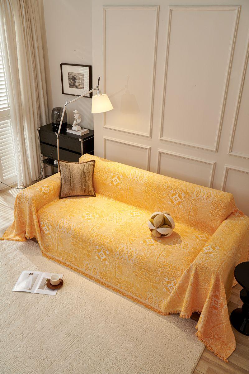 Sofa Throw - Melareve - Golden Yellow - The Sofa Cover Crafter 