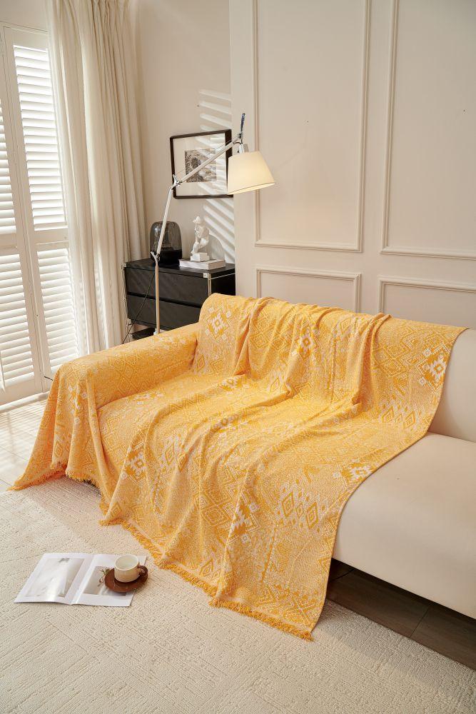Sofa Throw - Melareve - Golden Yellow - The Sofa Cover Crafter 