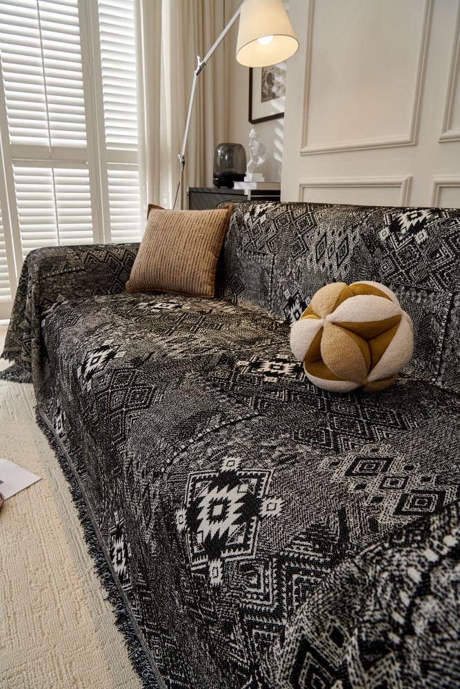 Sofa Throw - Melareve - Jet Black - The Sofa Cover Crafter 