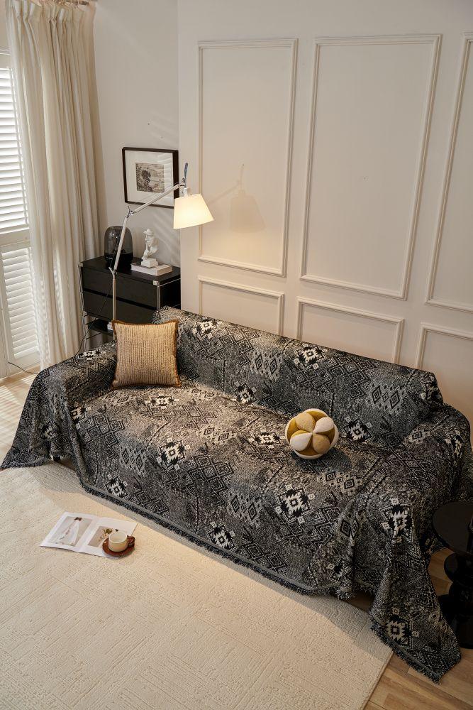 Sofa Throw - Melareve - Jet Black - The Sofa Cover Crafter 