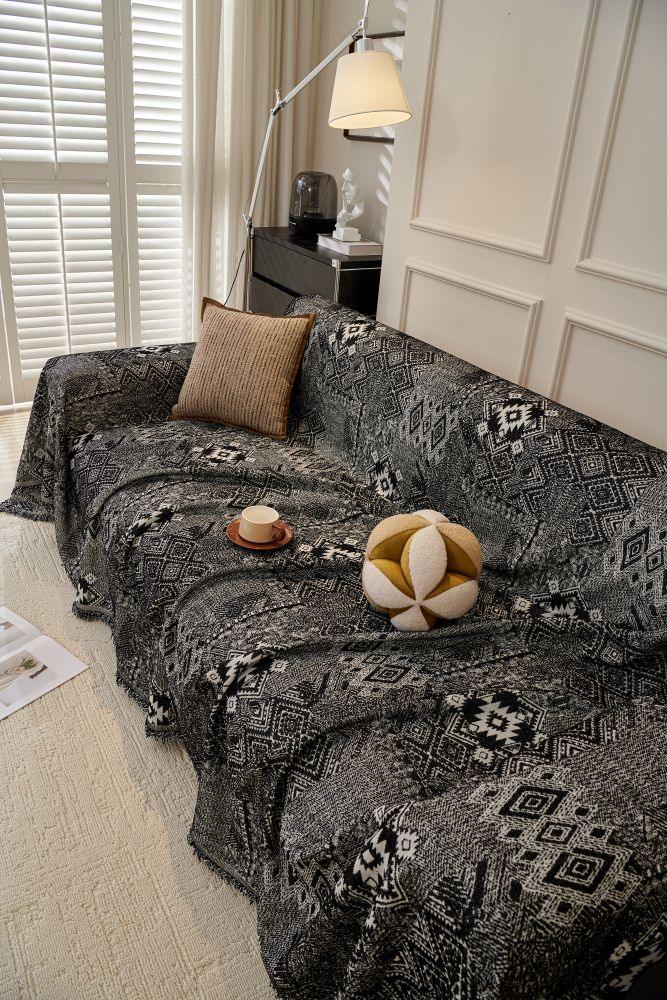 Sofa Throw - Melareve - Jet Black - The Sofa Cover Crafter 