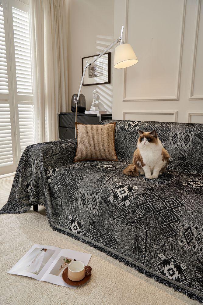 Sofa Throw - Melareve - Jet Black - The Sofa Cover Crafter 