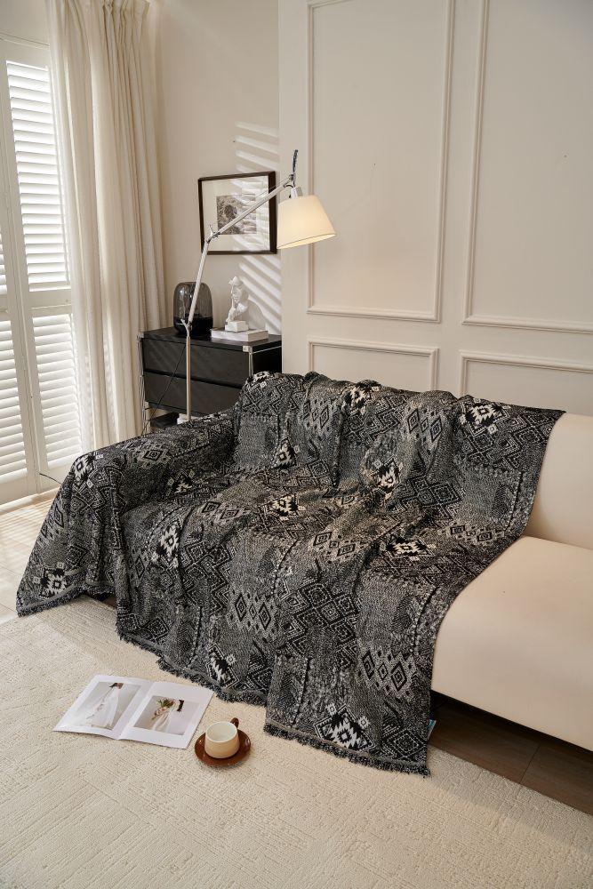 Sofa Throw - Melareve - Jet Black - The Sofa Cover Crafter 