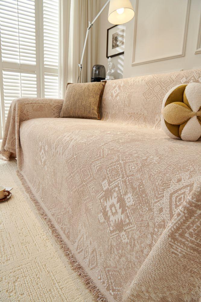 Sofa Throw - Melareve - Light Beige - The Sofa Cover Crafter 