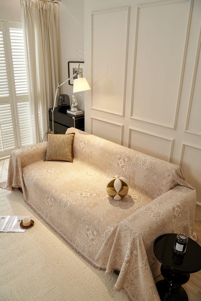 Sofa Throw - Melareve - Light Beige - The Sofa Cover Crafter 