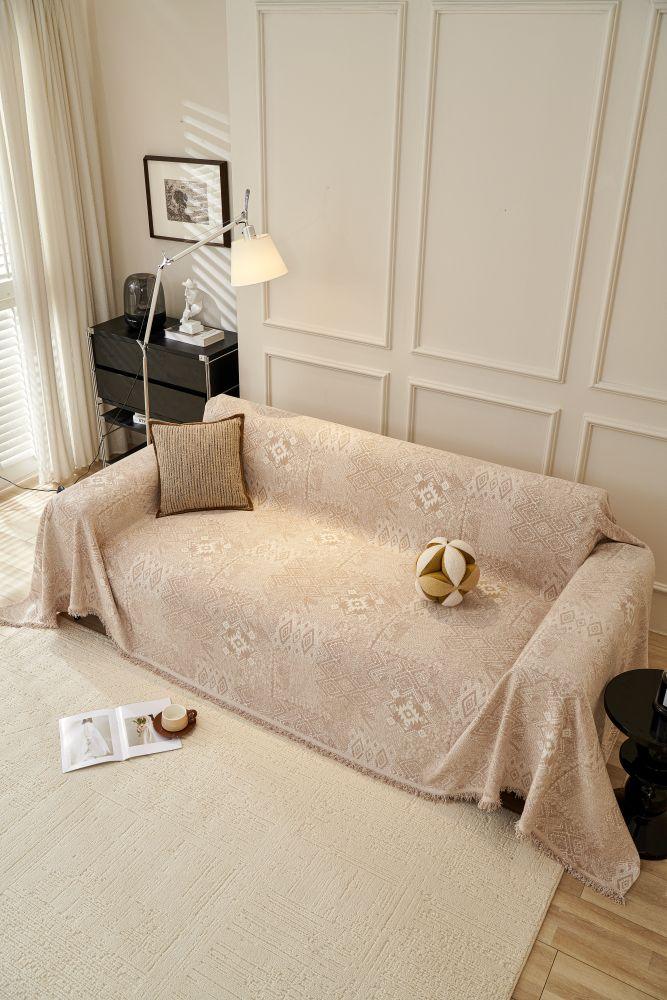 Sofa Throw - Melareve - Light Beige - The Sofa Cover Crafter 