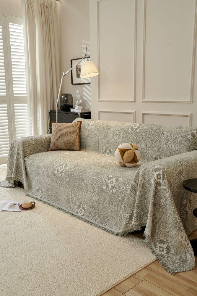 Sofa Throw - Melareve - Silver Grey - The Sofa Cover Crafter 