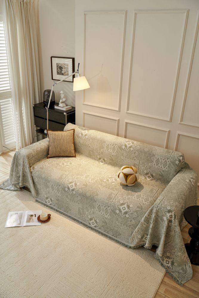 Sofa Throw - Melareve - Silver Grey - The Sofa Cover Crafter 