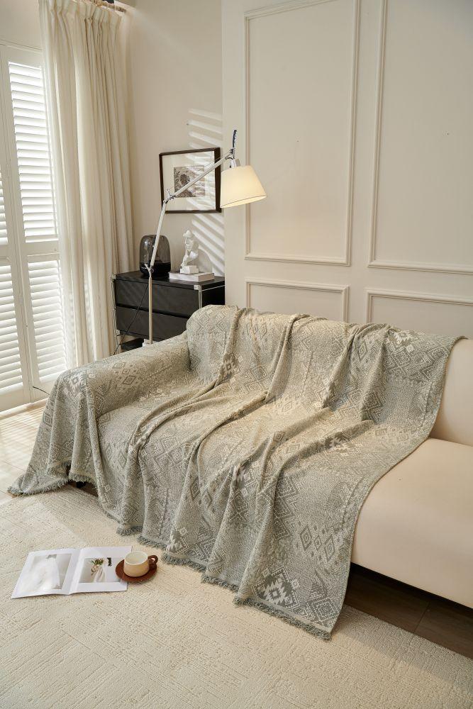 Sofa Throw - Melareve - Silver Grey - The Sofa Cover Crafter 