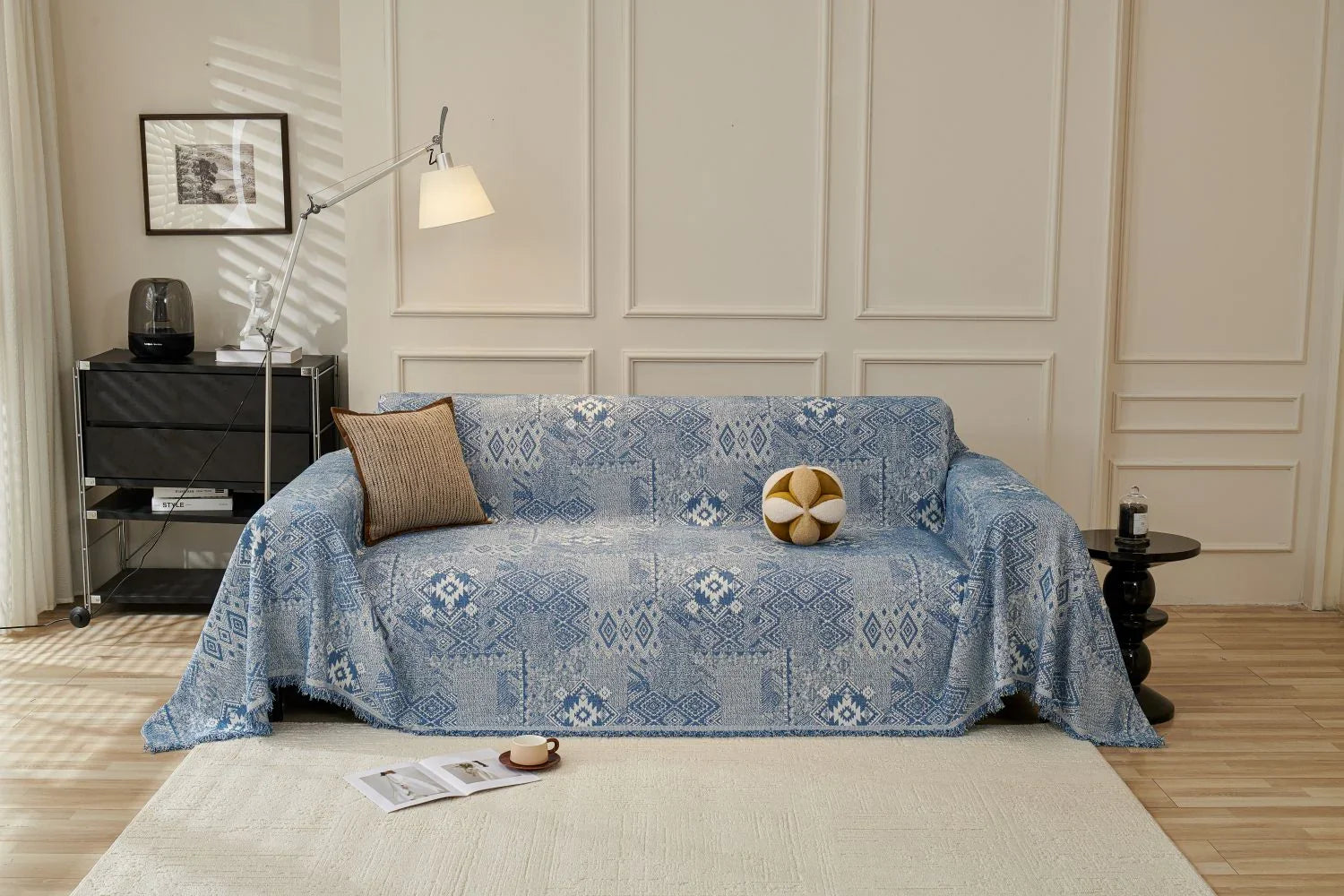 Sofa Throw - Melareve - Vintage Blue - The Sofa Cover Crafter 