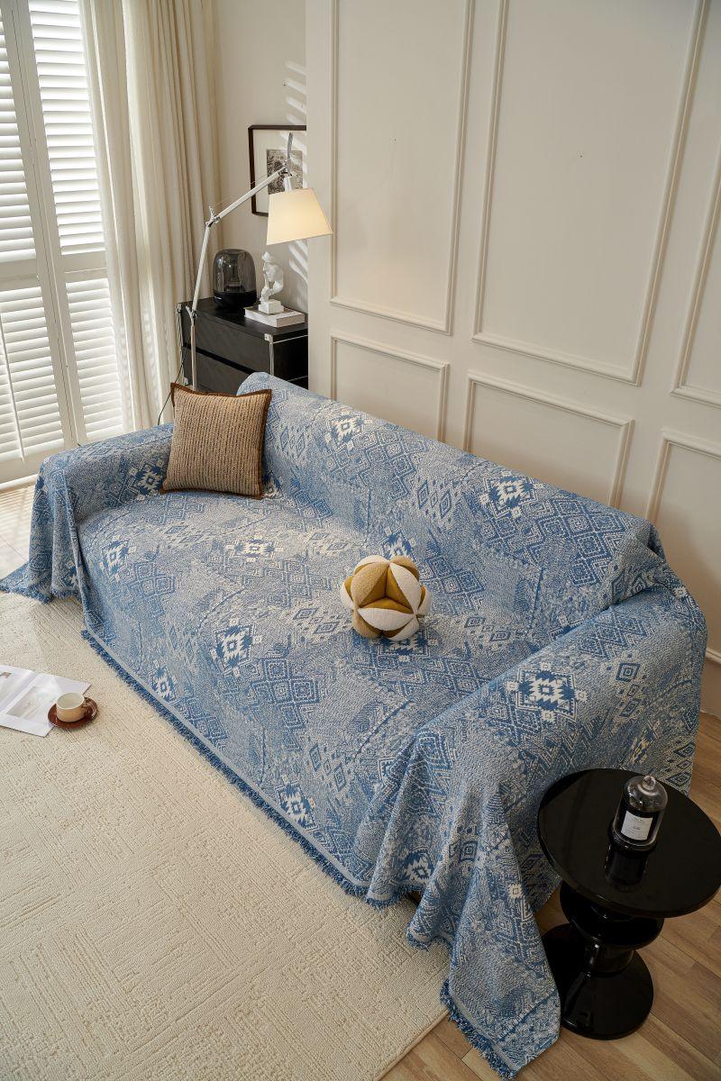Sofa Throw - Melareve - Vintage Blue - The Sofa Cover Crafter 