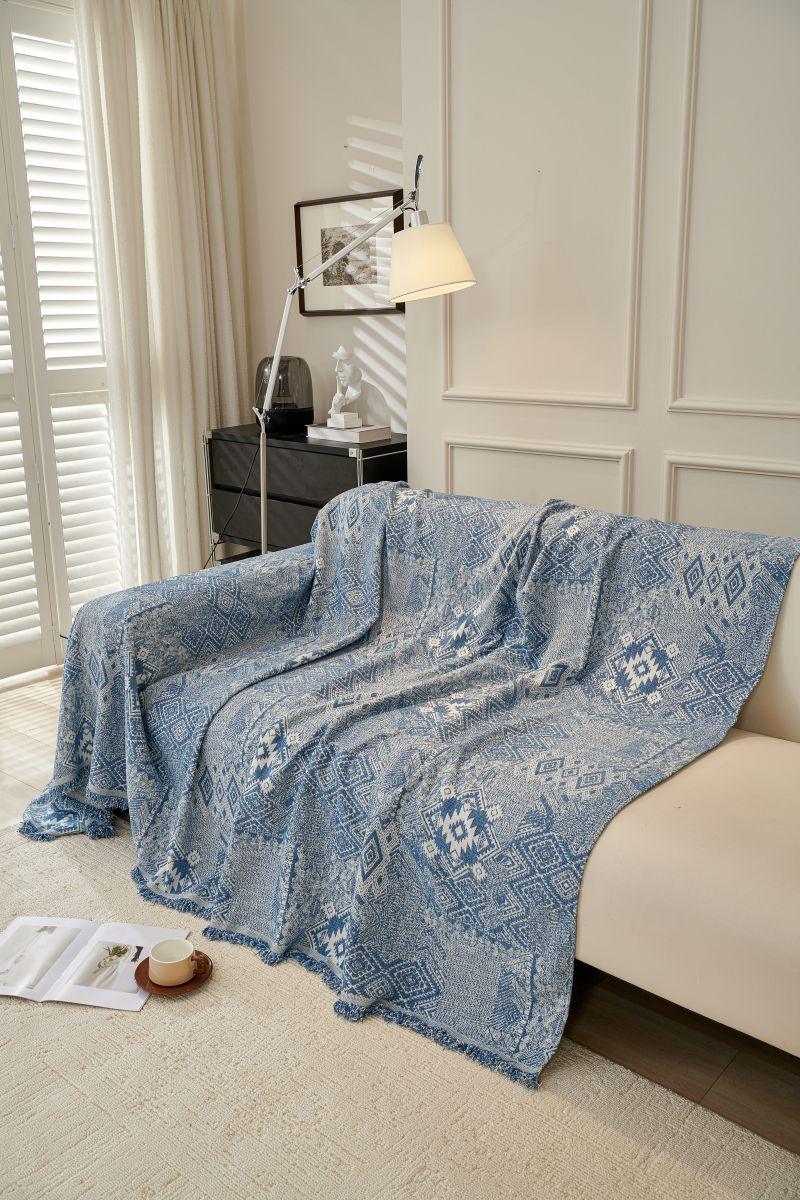 Sofa Throw - Melareve - Vintage Blue - The Sofa Cover Crafter 