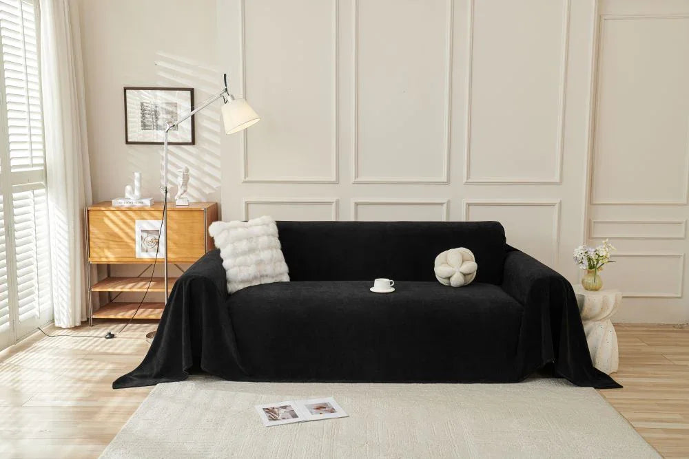 Sofa Throw - Norka - Midnight Black - The Sofa Cover Crafter 