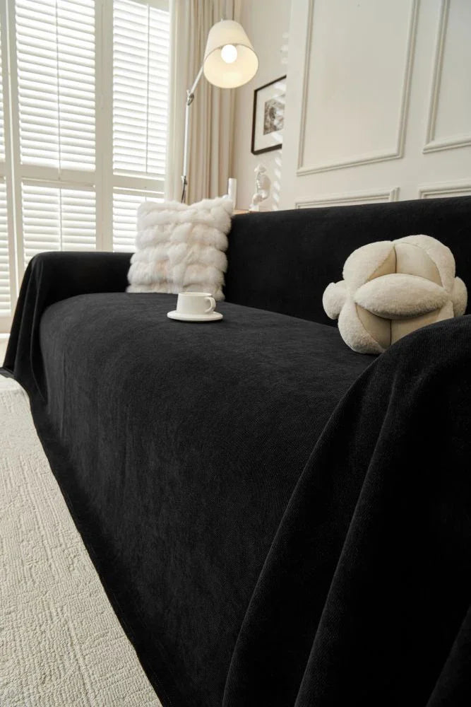 Sofa Throw - Norka - Midnight Black - The Sofa Cover Crafter 