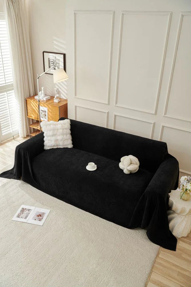 Sofa Throw - Norka - Midnight Black - The Sofa Cover Crafter 
