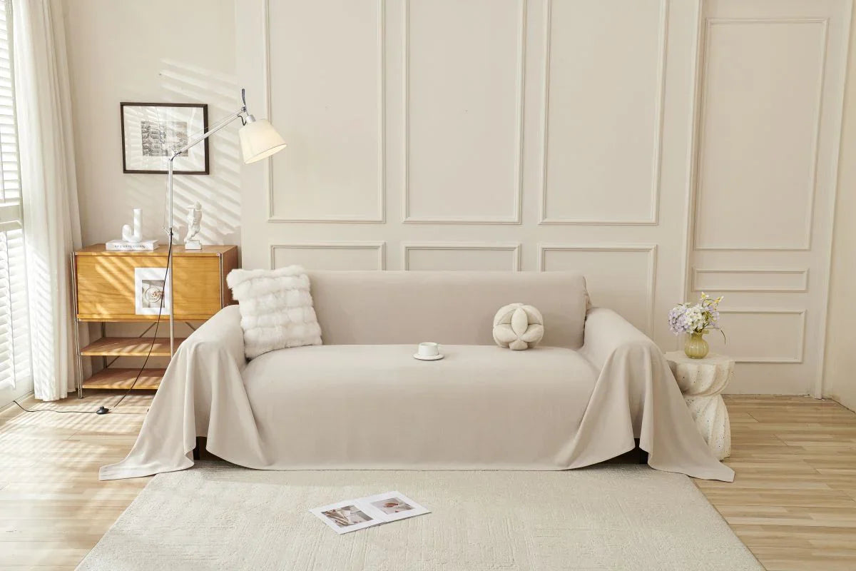 Sofa Throw - Norka - Moon Beige - The Sofa Cover Crafter 