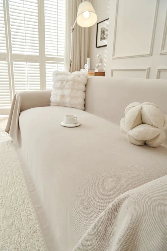 Sofa Throw - Norka - Moon Beige - The Sofa Cover Crafter 