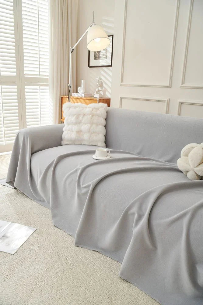 Sofa Throw - Norka - Silver grey - The Sofa Cover Crafter 
