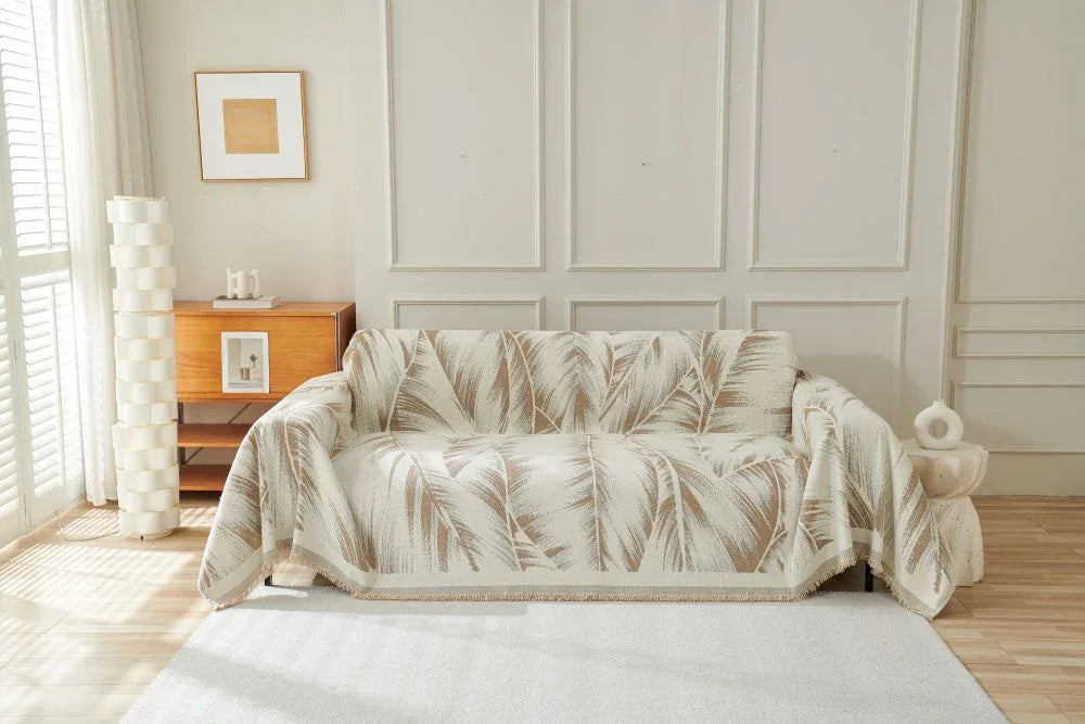 Sofa Throw - Yeluxe - Palm Beige - The Sofa Cover Crafter 