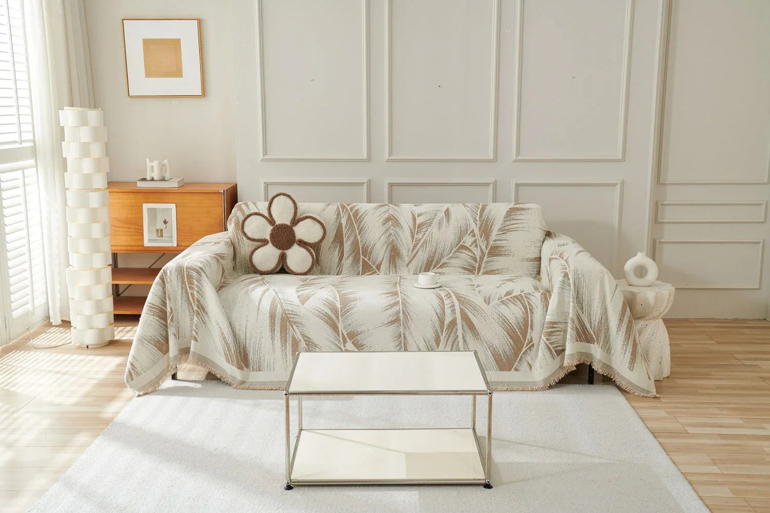 Sofa Throw - Yeluxe - Palm Beige - The Sofa Cover Crafter 
