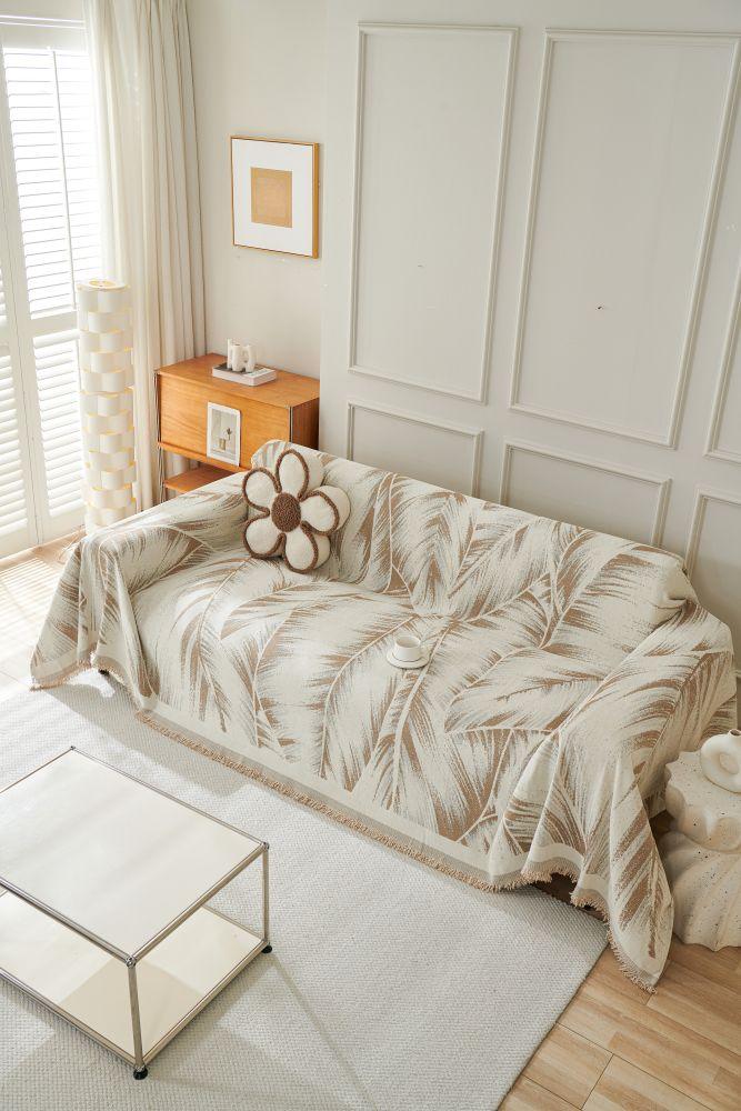 Sofa Throw - Yeluxe - Palm Beige - The Sofa Cover Crafter 