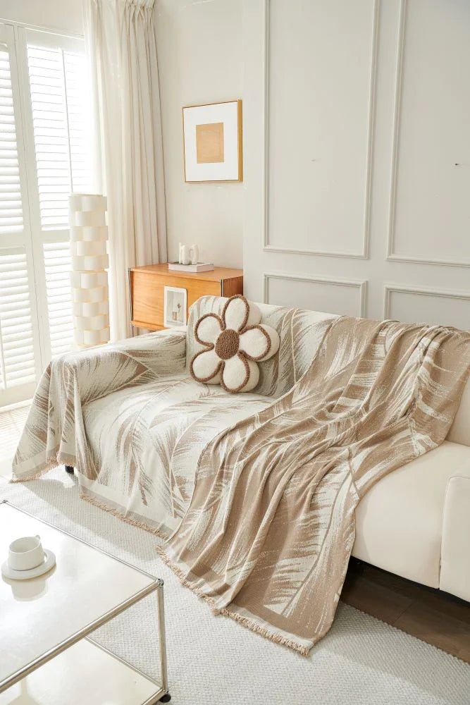 Sofa Throw - Yeluxe - Palm Beige - The Sofa Cover Crafter 