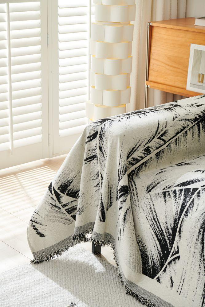 Sofa Throw - Yeluxe - Palm Black - The Sofa Cover Crafter 