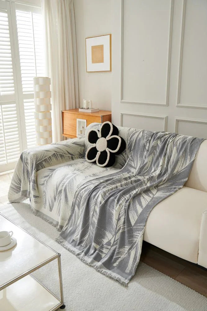 Sofa Throw - Yeluxe - Palm Gray - The Sofa Cover Crafter 