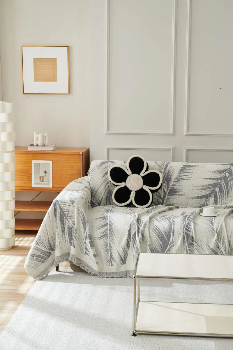 Sofa Throw - Yeluxe - Palm Gray - The Sofa Cover Crafter 